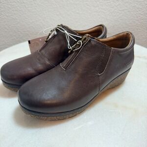 Josef Seibel Womens Brown Leather Front Zip Wedge Ankle Boots‎ Size 37 6.5
